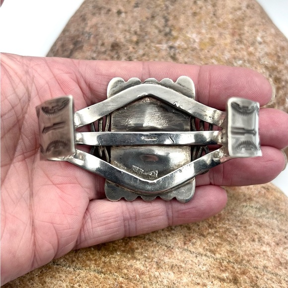 Navajo Fred Harvey Southwest Sterling Silver Natural Turquoise Cuff Bracelet 7" - Picture 7 of 8